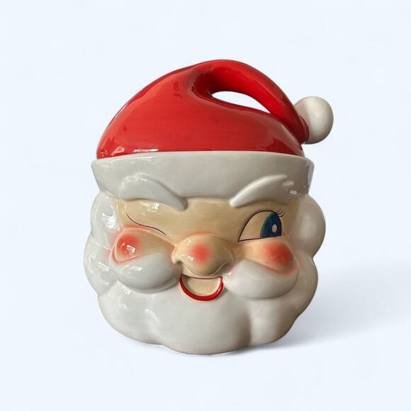 Vintage Winking Santa Cookie Jar XL Mint Radko *Rare* Holt Howard Inspired - Picture 1 of 9